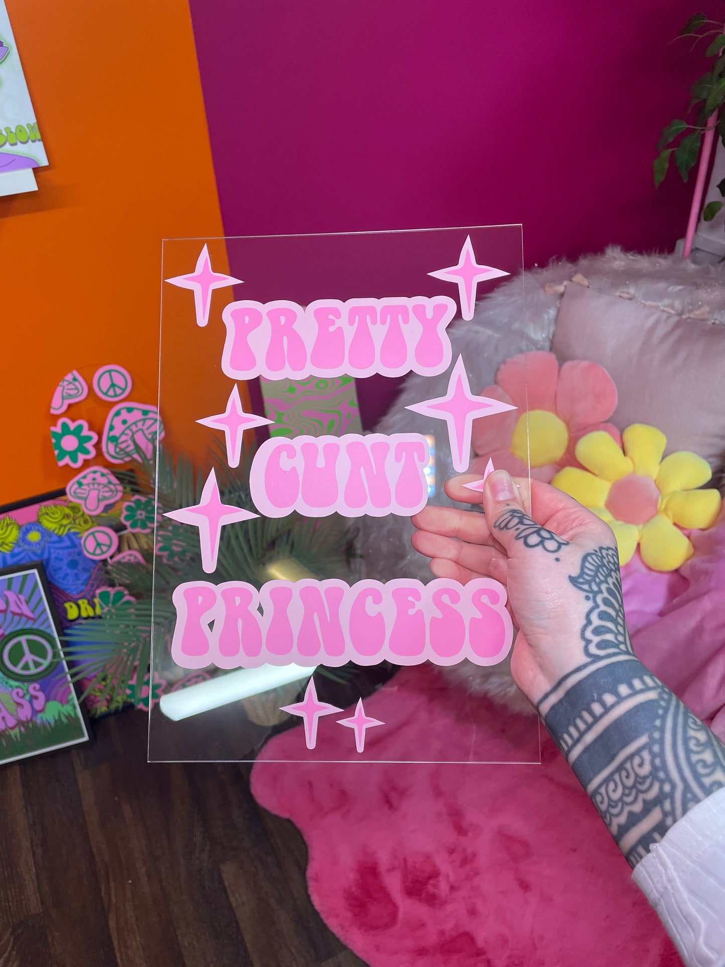 Pretty cunt princess clear acrylic vinyl poster plaque