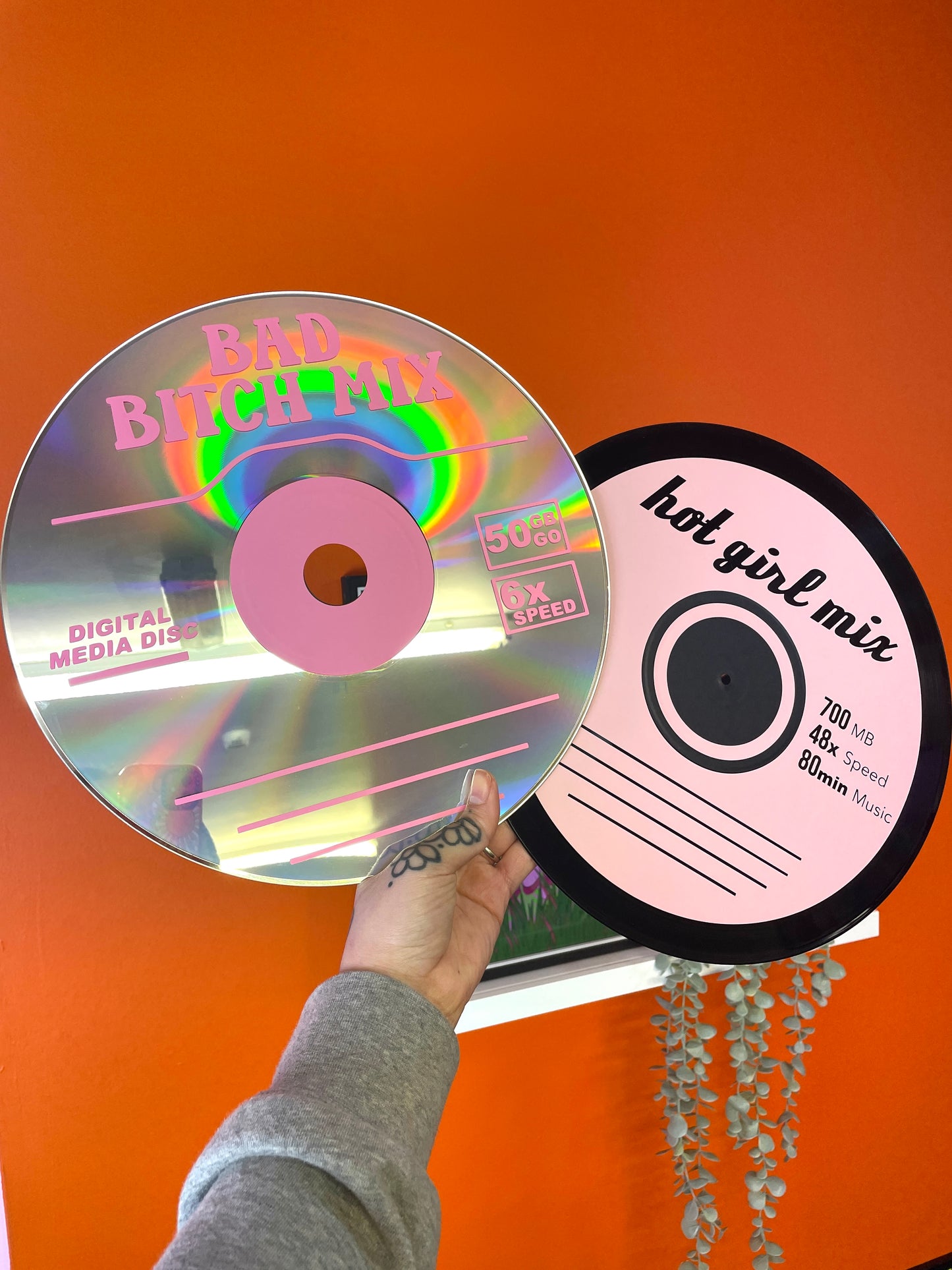 Bad bitch mix CD upcycled vintage 12" laser disc home decor