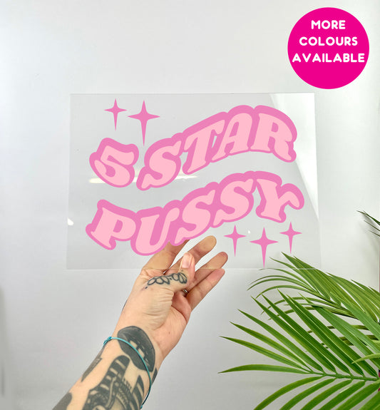 5 star pussy clear acrylic vinyl poster plaque