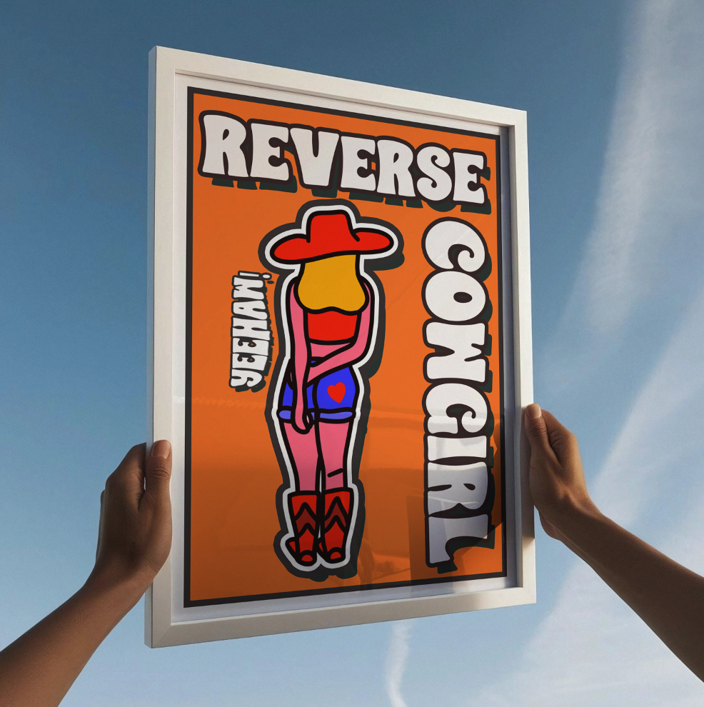 Reverse cowgirl artwork poster print