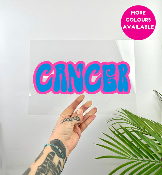 Zodiac Star sign Cancer clear acrylic plaque