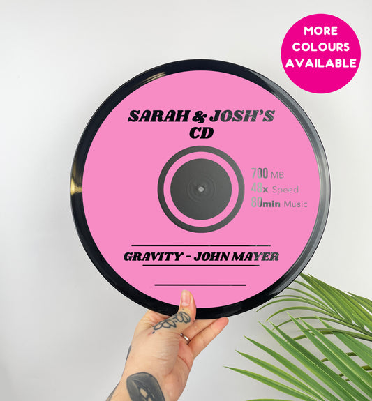 Personalised custom name and song CD disk style upcycled vintage 12" LP vinyl record home decor