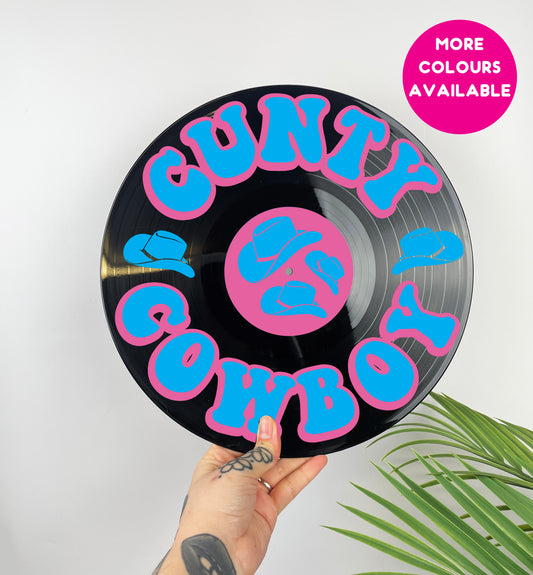 Cunty cowboy upcycled vintage 12" LP vinyl record home decor