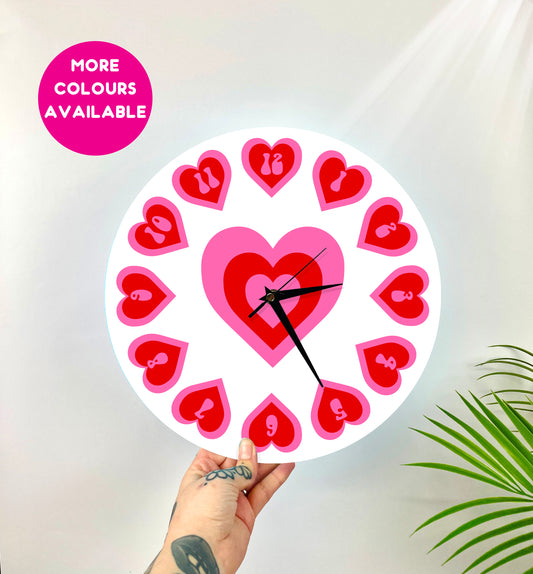 Love heart with numbers valentines collection circle shaped decorative clock silent movement