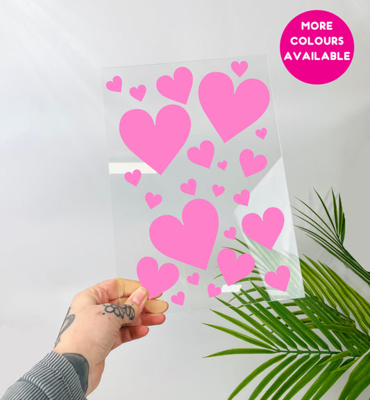 Hearts clear acrylic vinyl poster plaque