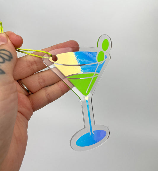 Holographic martini glass acrylic home decor charm accessory
