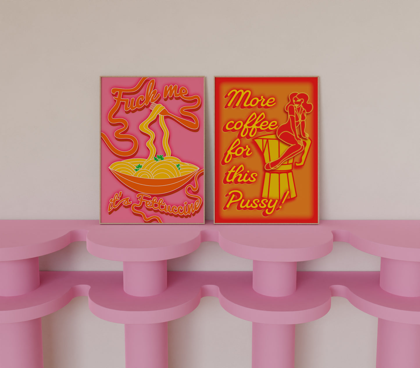 Fuck me, it's fettuccine unhinged pasta artwork poster print