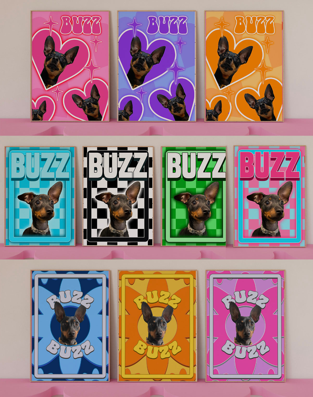 Custom pet checkerboard groovy personalised poster print artwork gift decor