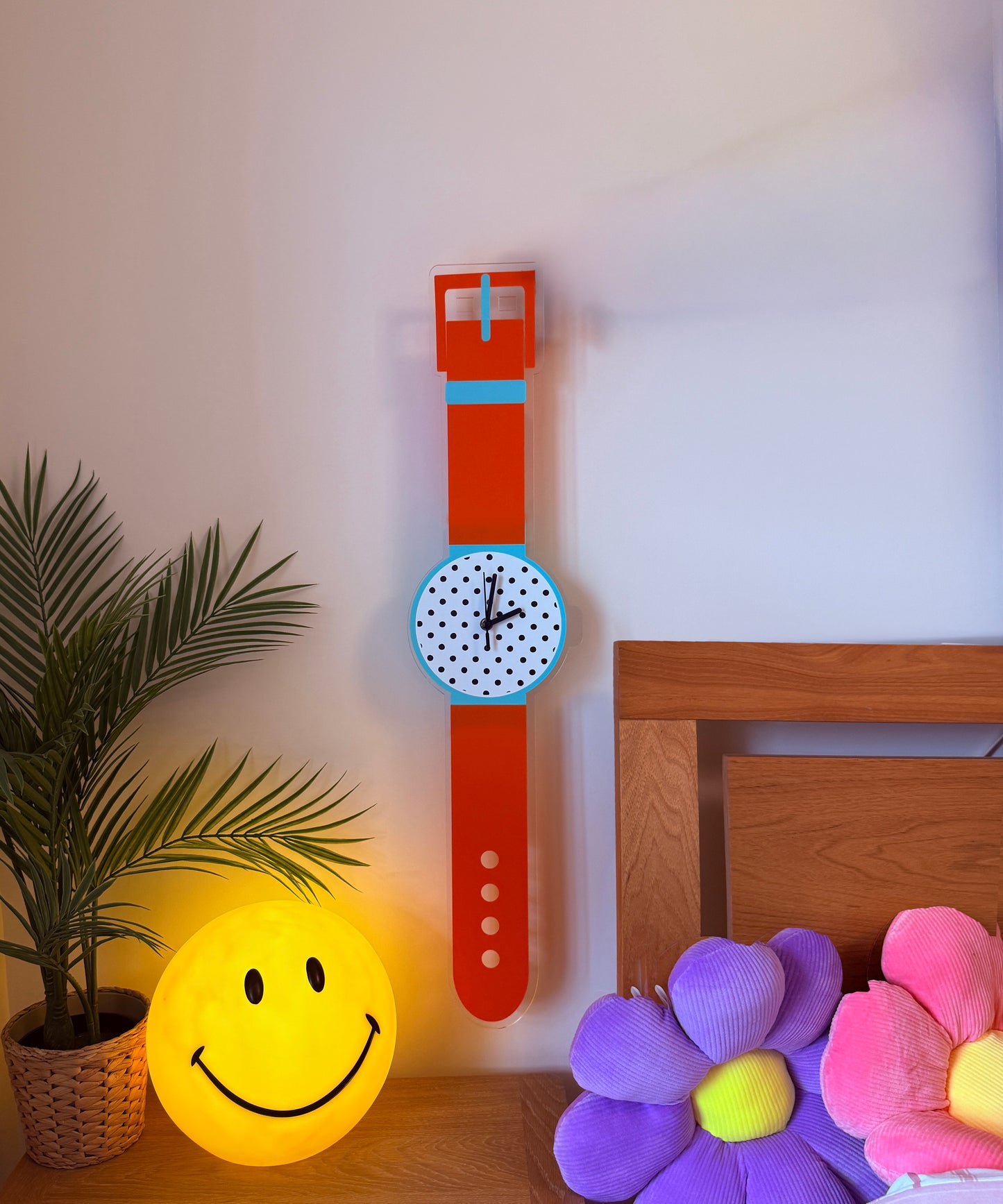 Polka dot watch wall clock decorative silent movement