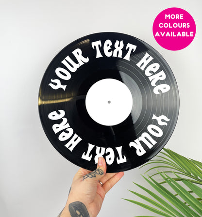 Personalised typography upcycled vintage 12" LP vinyl record home decor