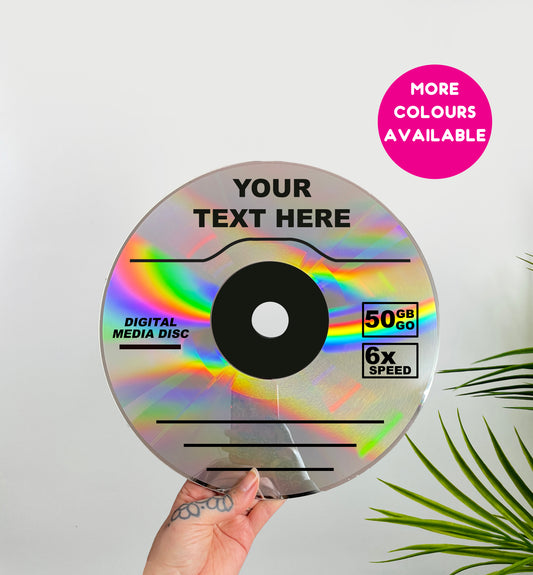 Personalised CD style upcycled vintage 12" laser disc home decor