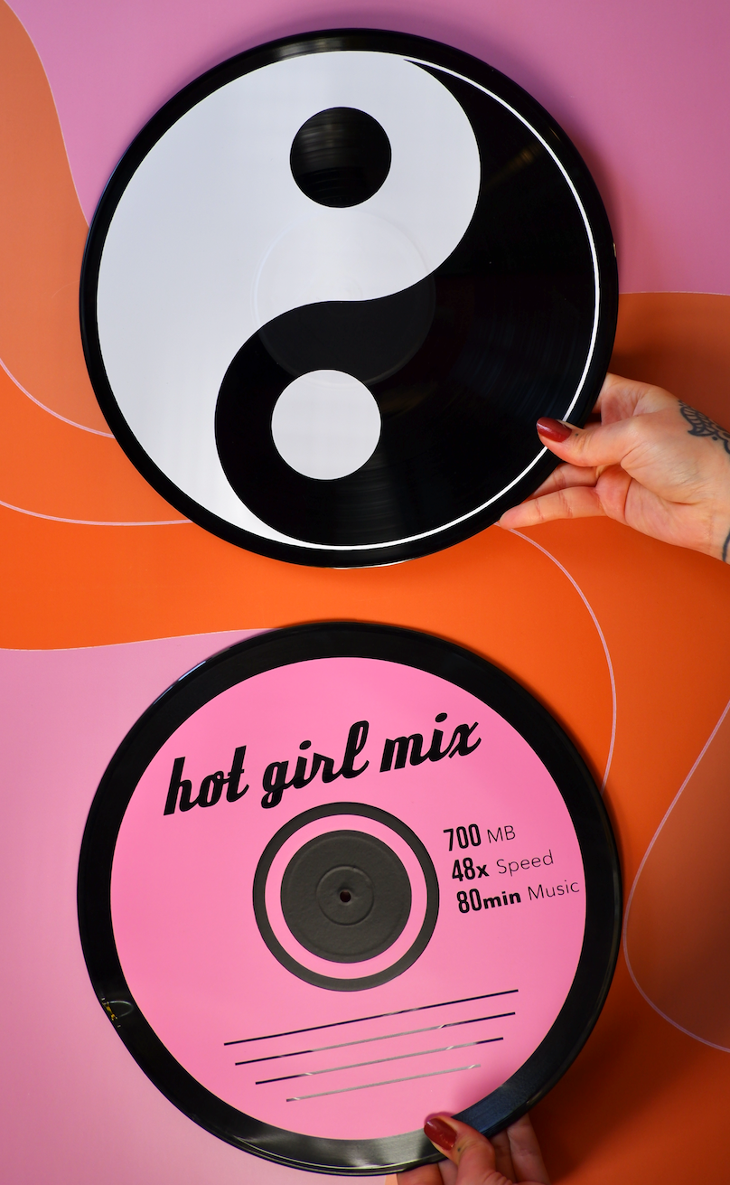 CD disk style hot girl mix upcycled vintage 12" LP vinyl record home decor