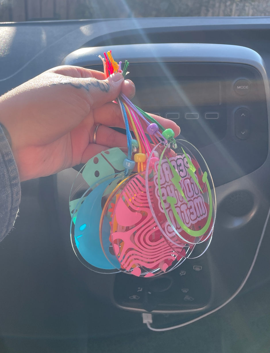 Please ignore my parallel parking rearview mirror car accessory charm clear acrylic