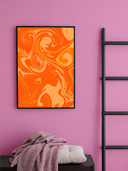 Orange Yellow Swirl Psychedelic Pattern Artwork Poster Print Poster