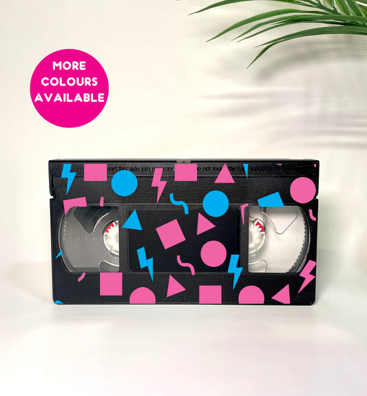 90's shapes pattern VHS tape upcycled vintage VHS video tape home decor