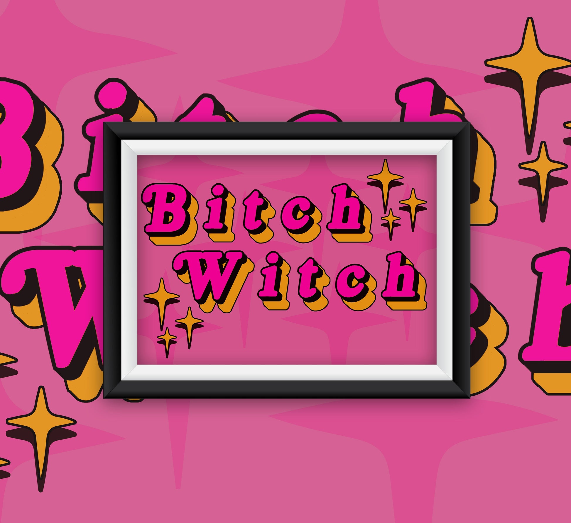 Bitch Witch Graphic Typography Artwork Poster Print Poster