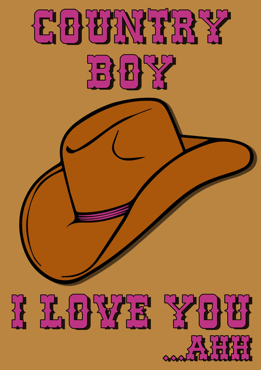 CLEARANCE A6 country boy i love you vine poster print