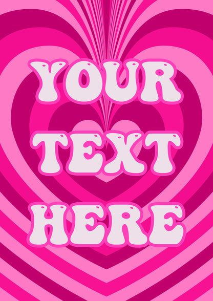 Personalised Retro Hearts Pink Typography Poster Print Poster