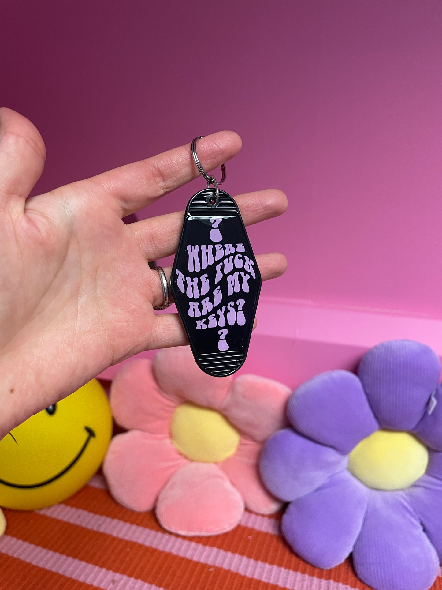 CLEARANCE -where the fuck are my keys motel keychain