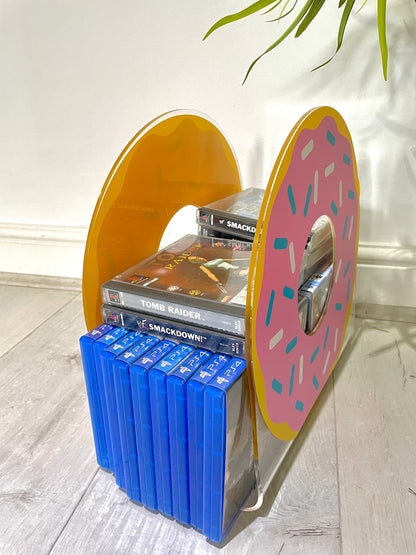 Donut acrylic storage holder for records, books and other storage home decor