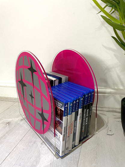 Disco ball acrylic storage holder for records, books and other storage home decor