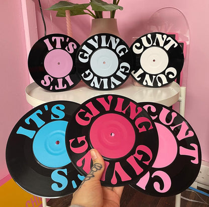 It's giving cunt set of 3 upcycled vintage 7" 45 LP vinyl records home decor
