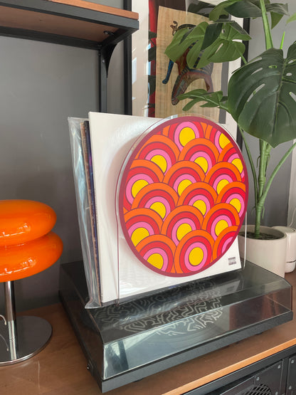 Retro pattern acrylic storage holder for records, books and other storage home decor