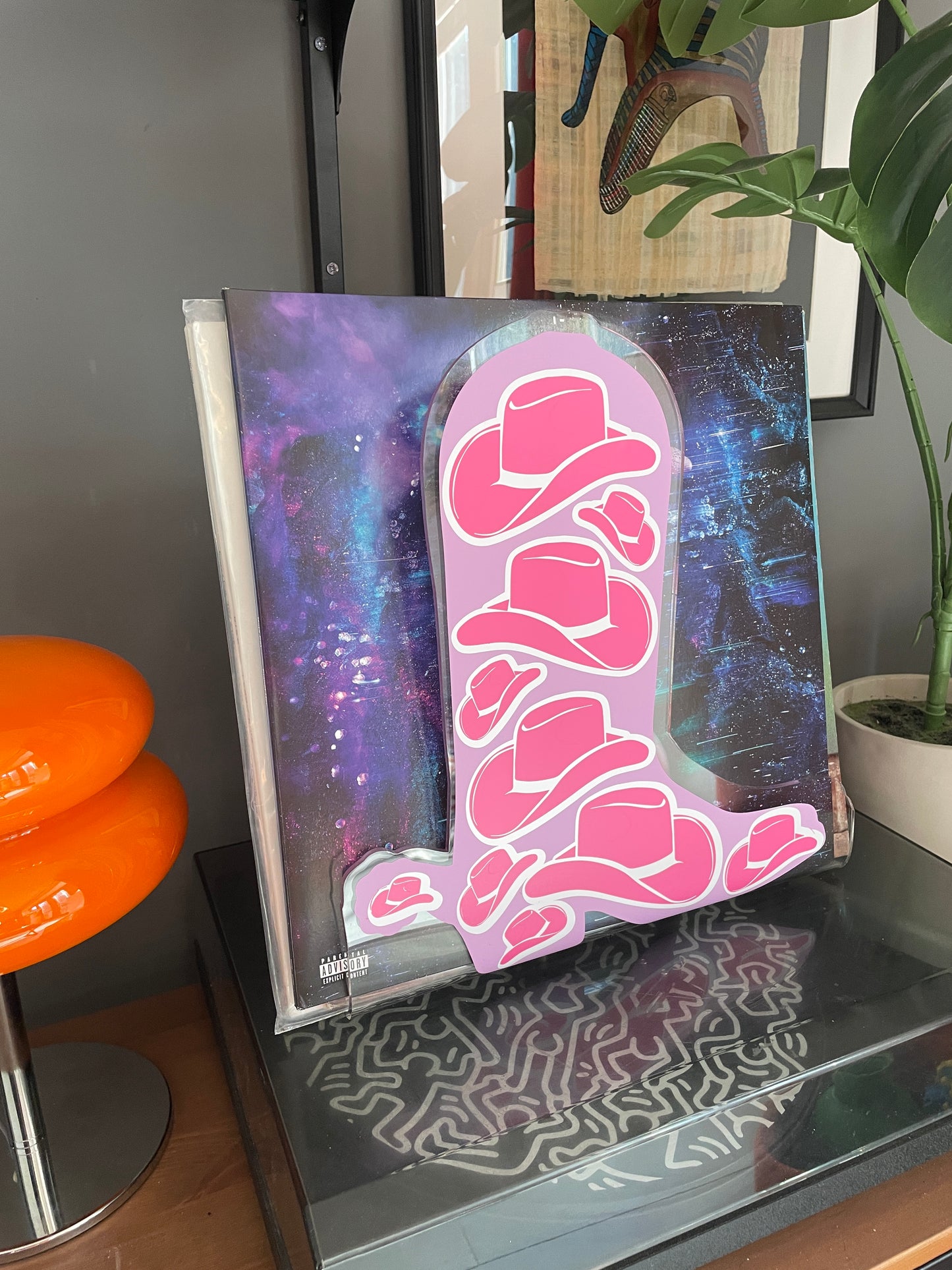 Cowboy boot cowboy hat pattern acrylic storage holder for records, books and other storage home decor