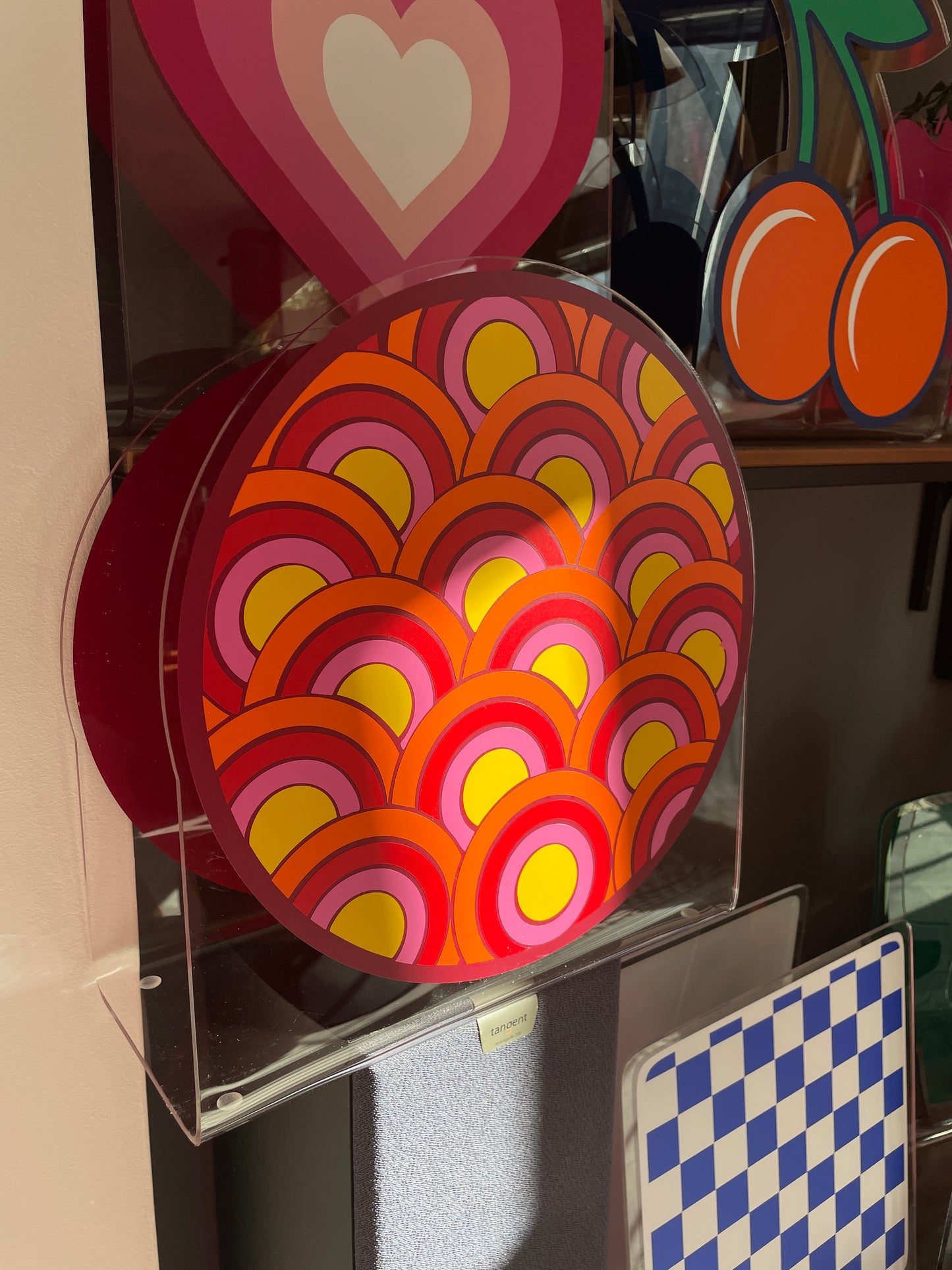 Retro pattern acrylic storage holder for records, books and other storage home decor