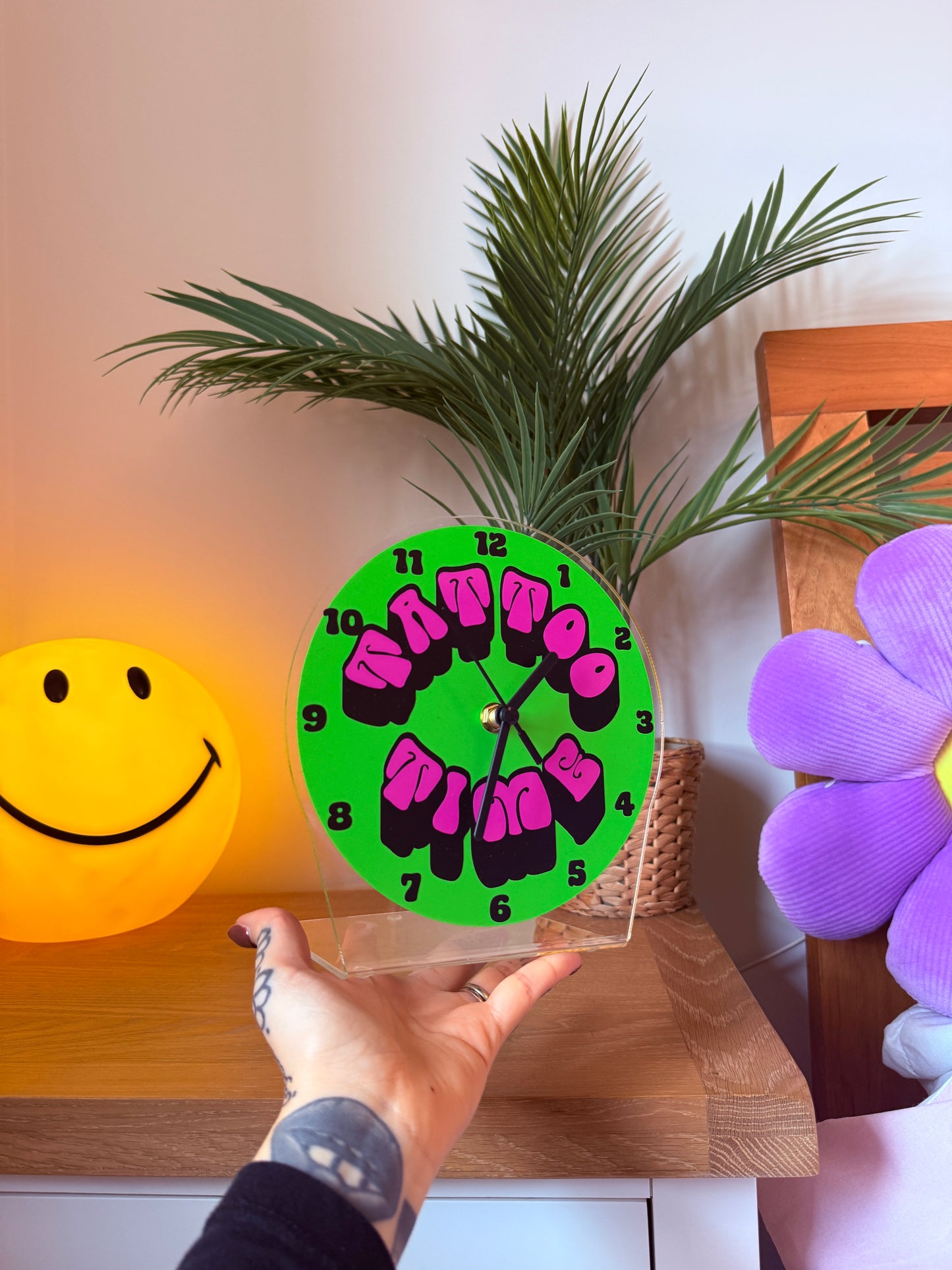 Tattoo time table decorative clock silent movement