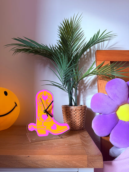 Cowboy boot decorative clock silent movement