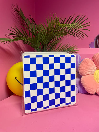 Checkerboard acrylic storage holder for records, books and other storage home decor
