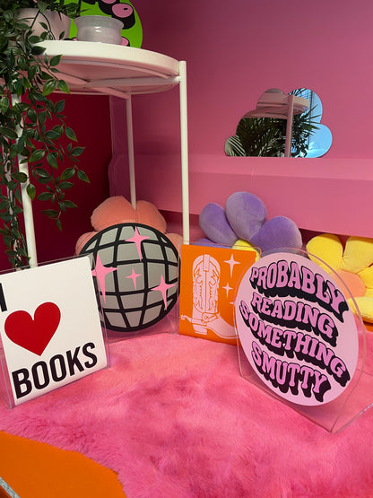 I heart books acrylic bookend home decor