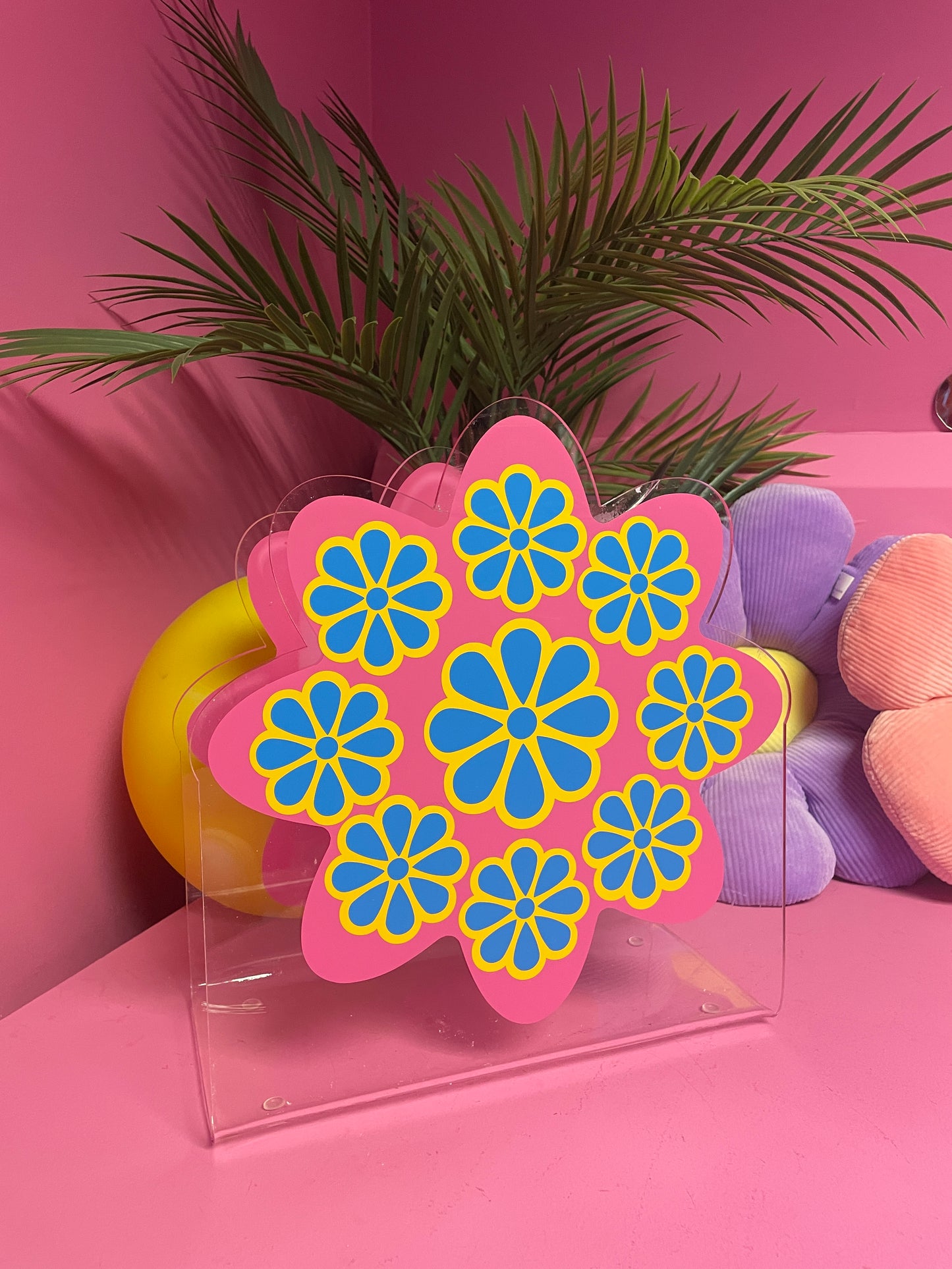 Retro flower acrylic storage holder for records, books and other storage home decor