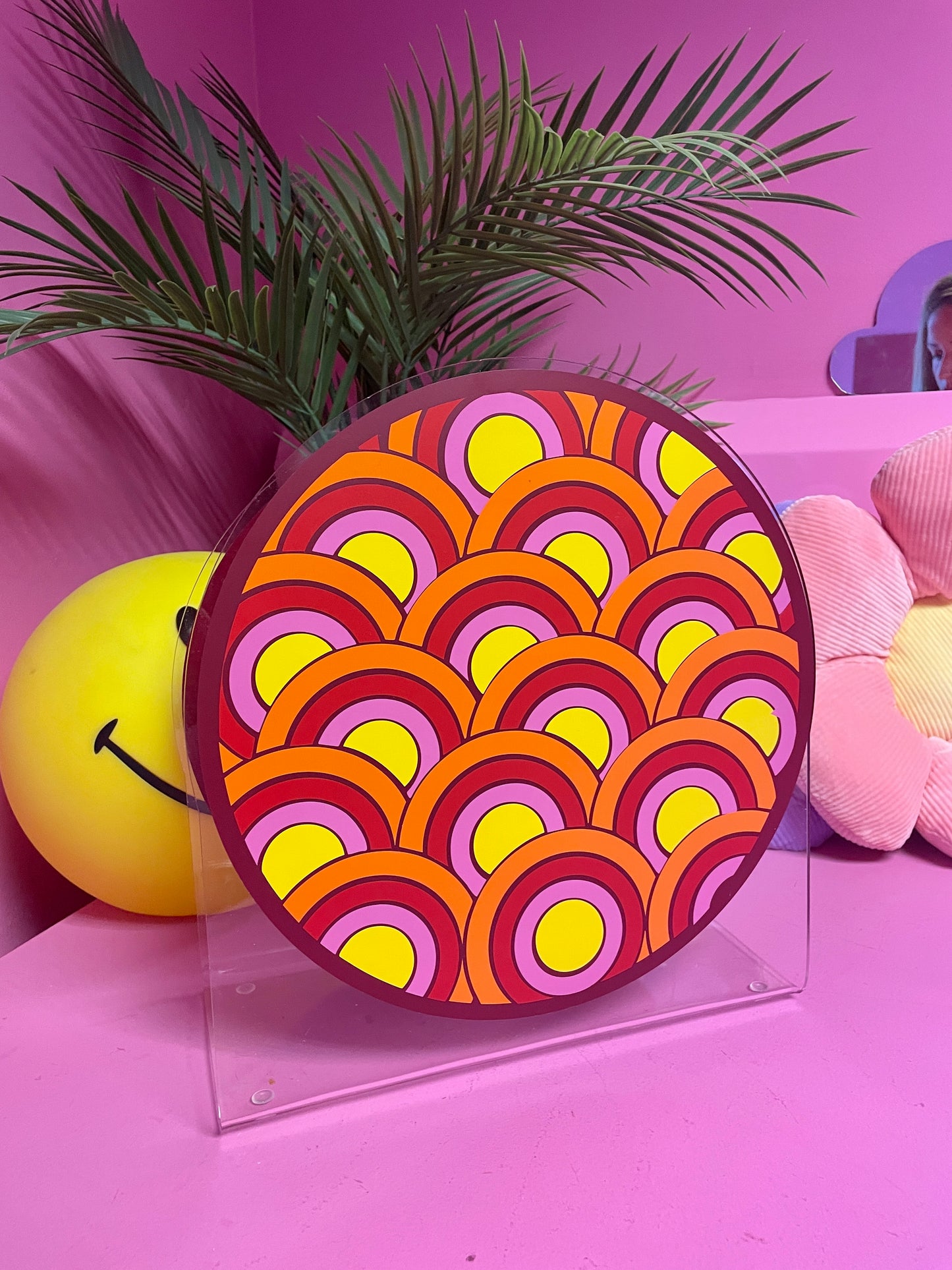 Retro pattern acrylic storage holder for records, books and other storage home decor