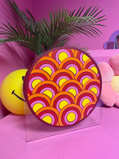 Retro pattern acrylic storage holder for records, books and other storage home decor