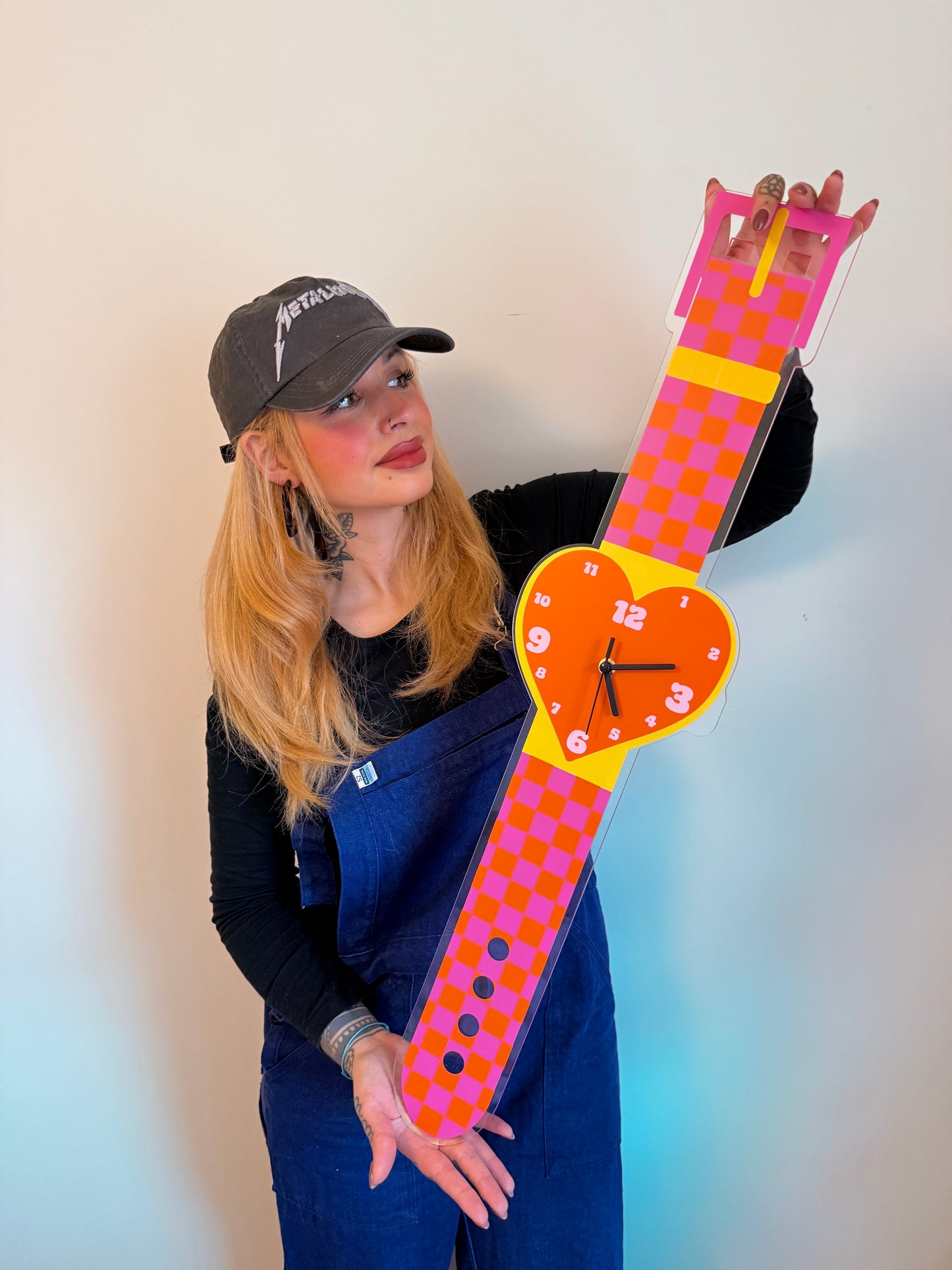 Checkerboard heart watch wall clock decorative silent movement