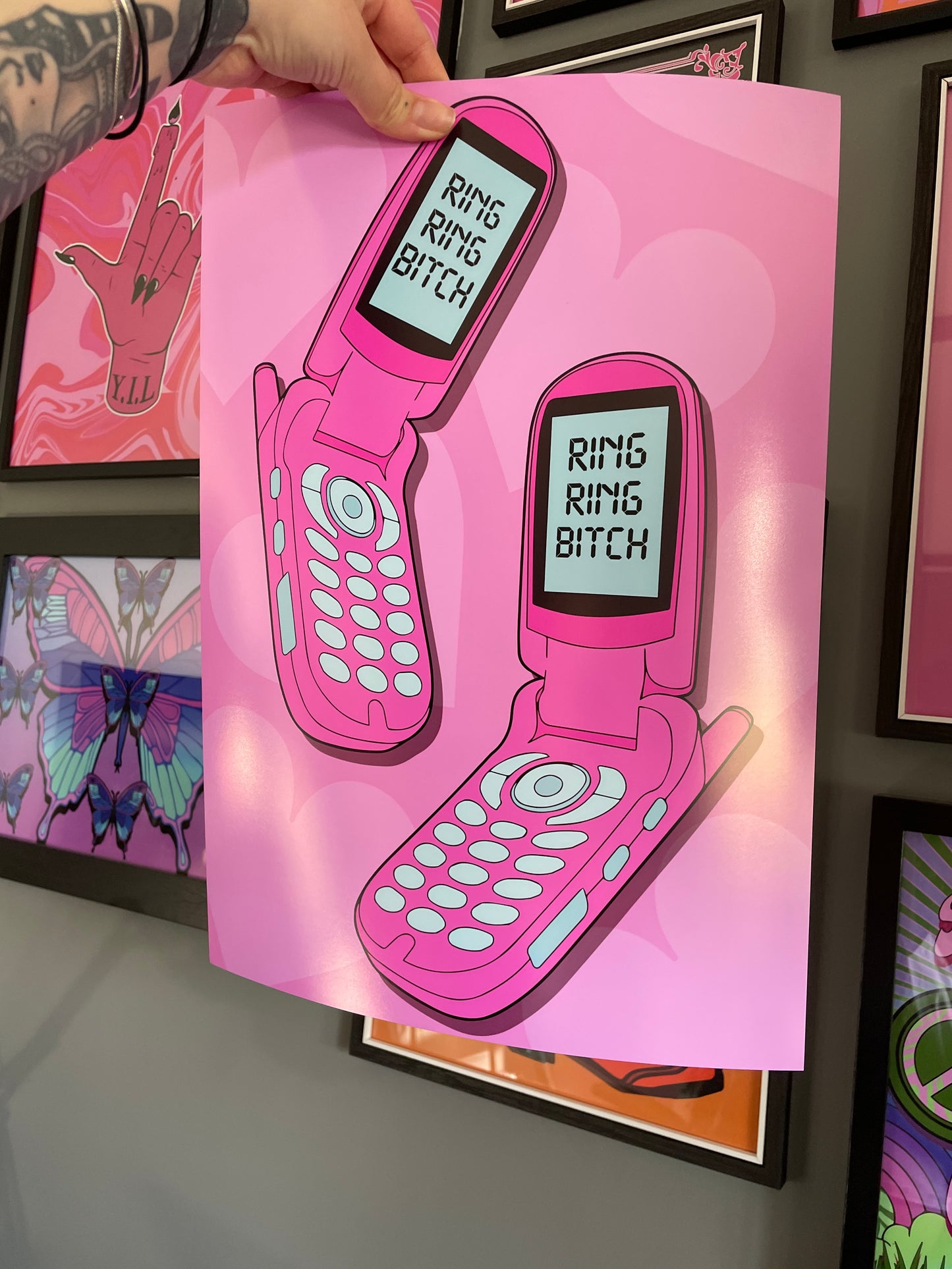 Mobile flip phone 1990's 2000's aesthetic poster print
