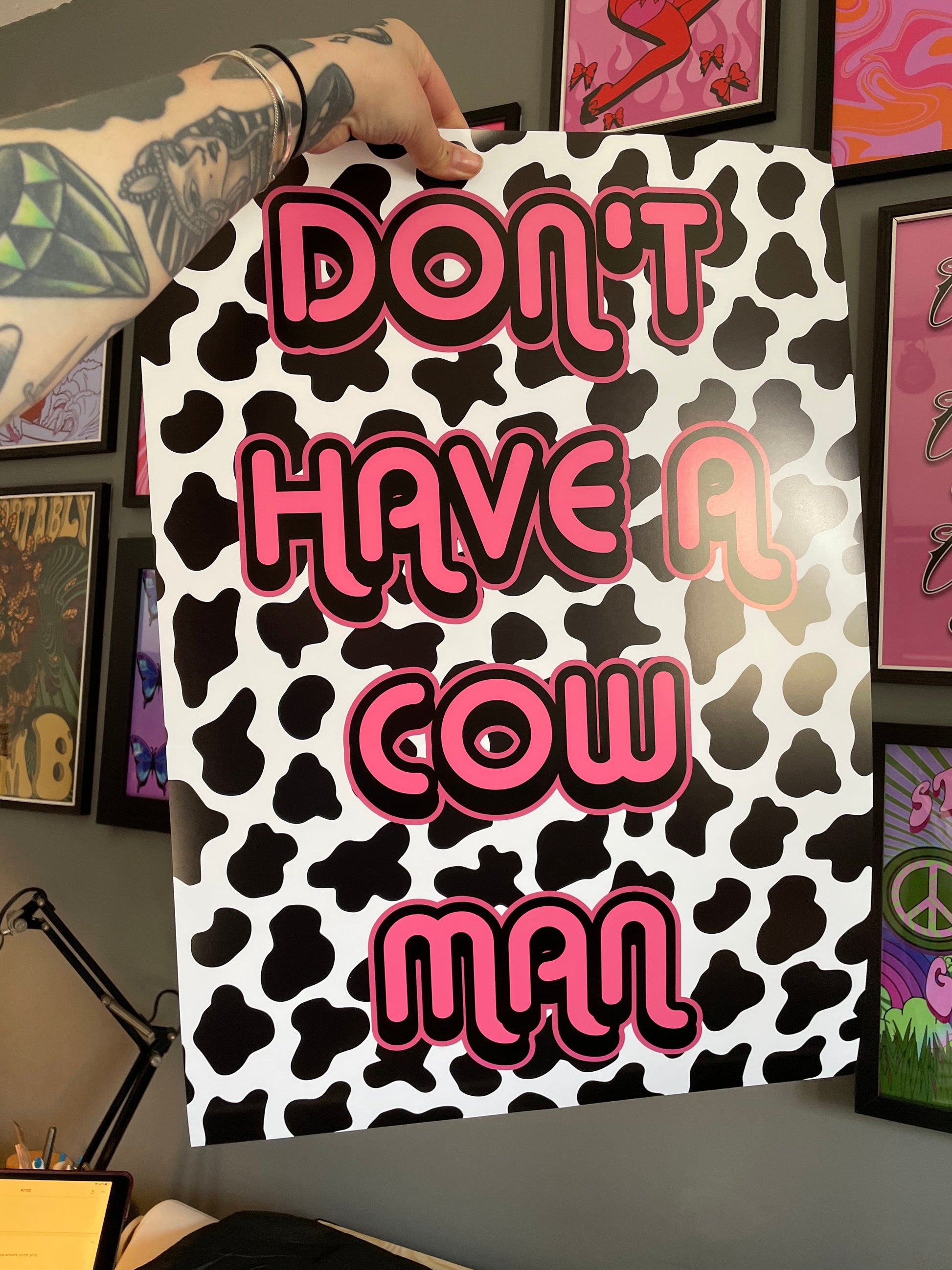 Dont Have A Cow Man Typography Artwork Poster Print Poster