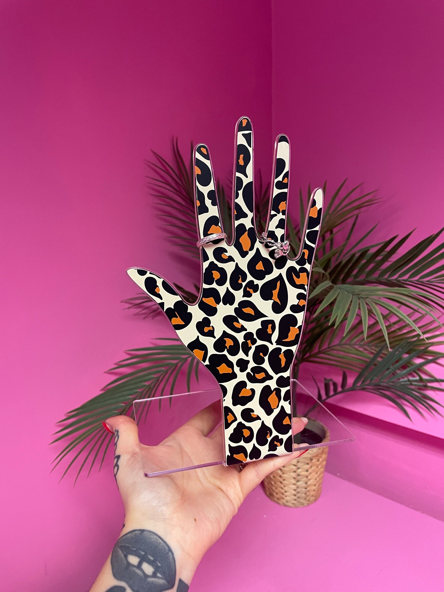 Heart animal print hand pattern jewellery stand home decor accessories