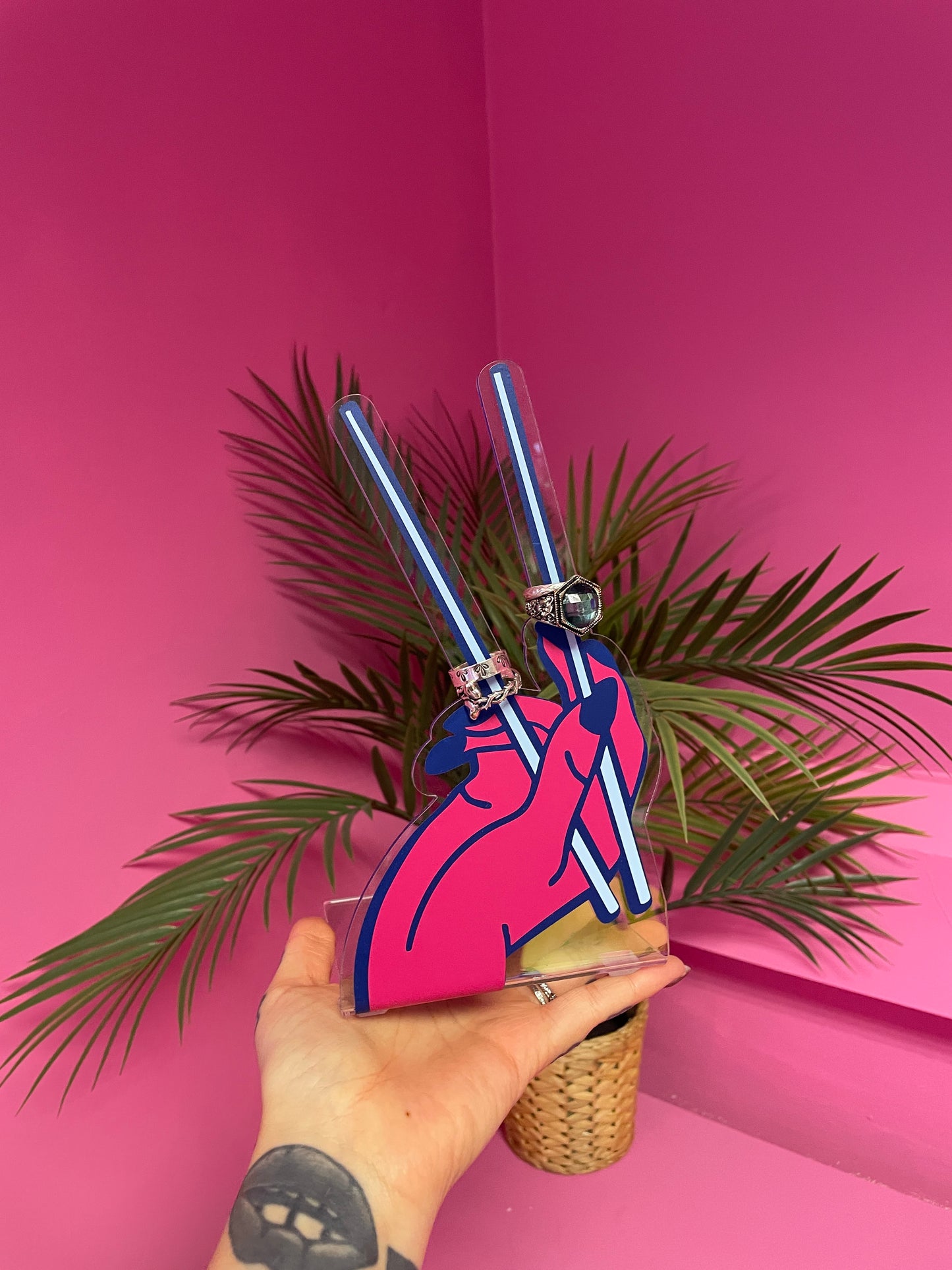 chopstick holding hand jewellery stand home decor accessories