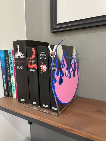 Flame clear acrylic bookend home decor