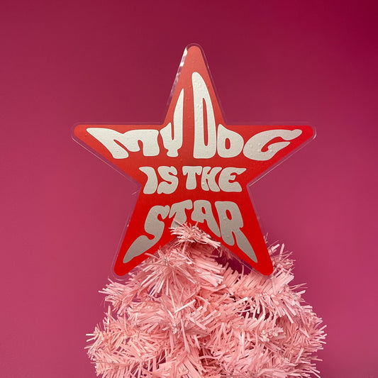 My dog is the star acrylic christmas tree topper festive decoration decor