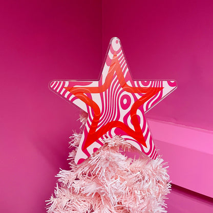 Retro swirl star acrylic christmas tree topper festive decoration decor