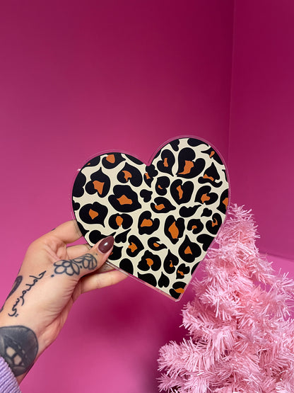 Animal print heart acrylic christmas tree topper festive decoration decor