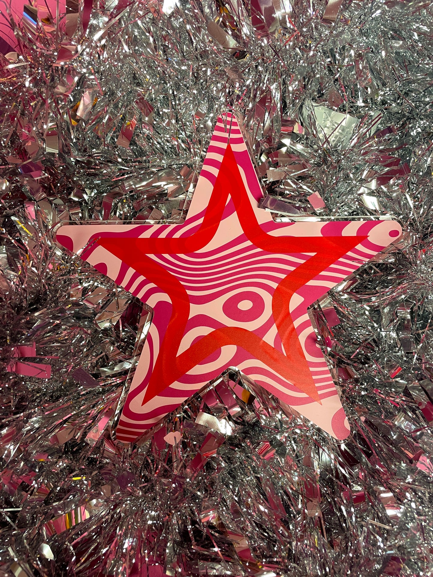 Retro swirl star acrylic christmas tree topper festive decoration decor