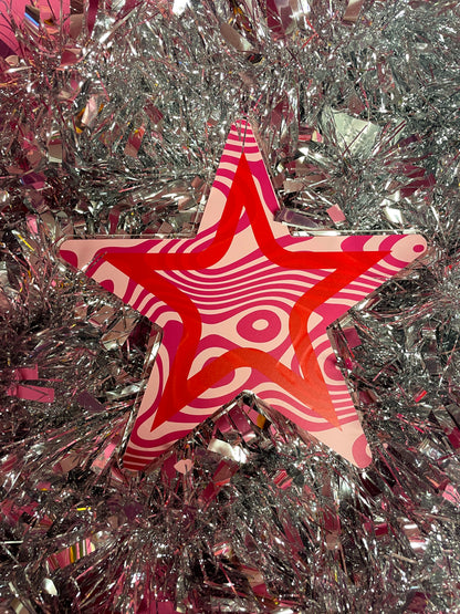 Retro swirl star acrylic christmas tree topper festive decoration decor