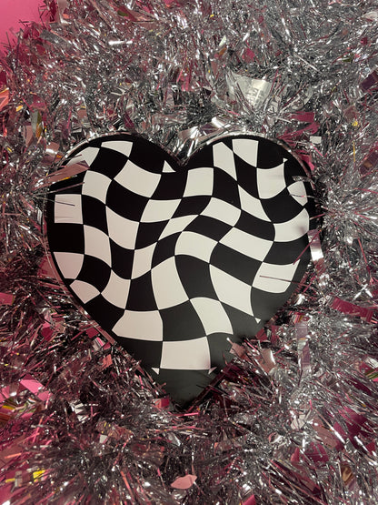 Checkerboard heart acrylic christmas tree topper festive decoration decor