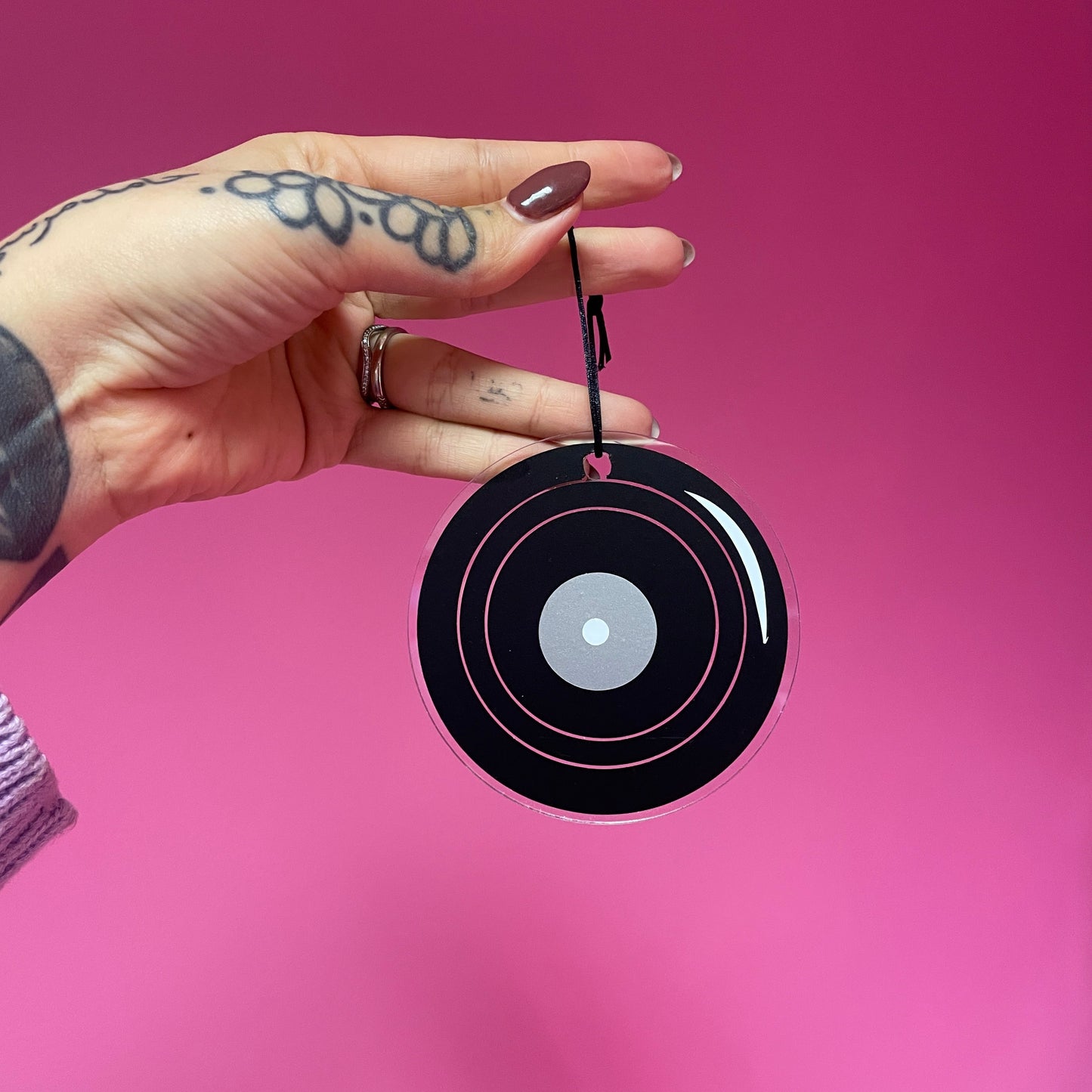 LP vinyl record acrylic christmas tree ornament festive decoration decor