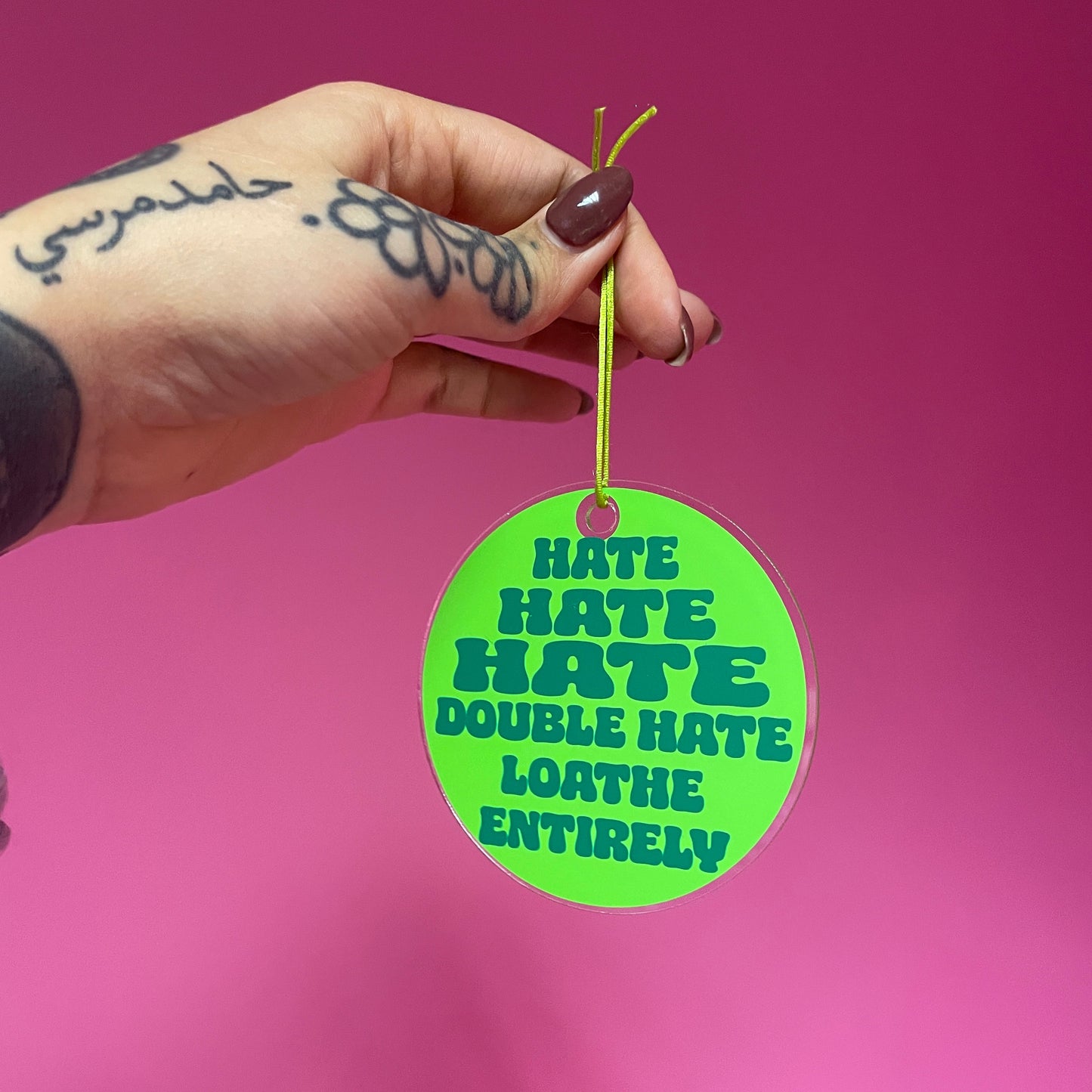 Hate hate hate acrylic christmas tree ornament festive decoration decor